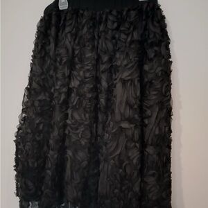 Eloquii Black Floral Textured Skirt